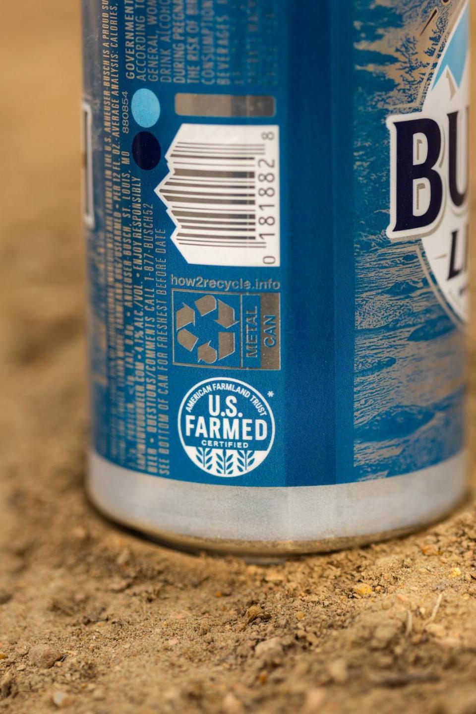 PHOTO: The new U.S. Farmed label on a can of Busch Light. (Anheuser-Busch)