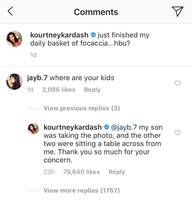 The reality star wasn't going to put up with an Instagram commenter criticizing her parenting.