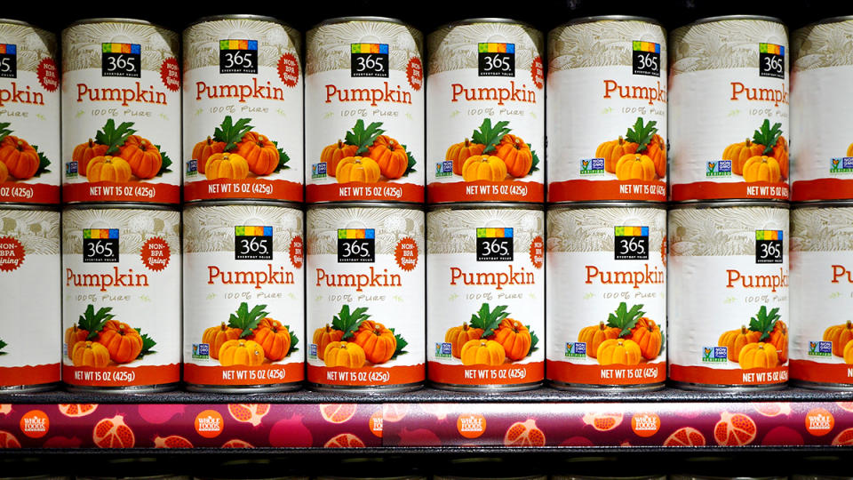 Canned pumpkin, which can be healthy for dogs
