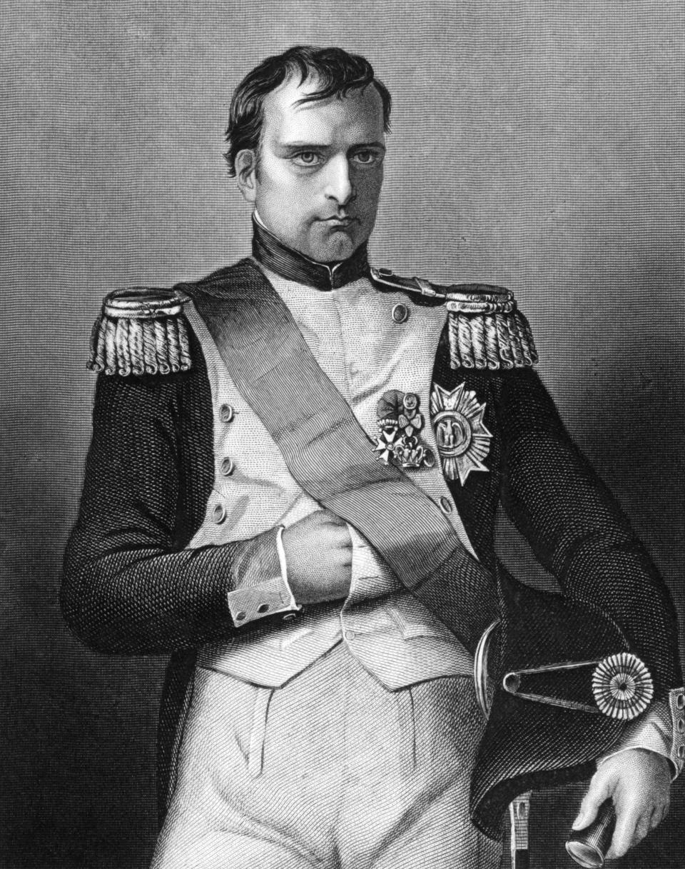 Napoleon Bonaparte (1769-1821) on engraving from 1845.