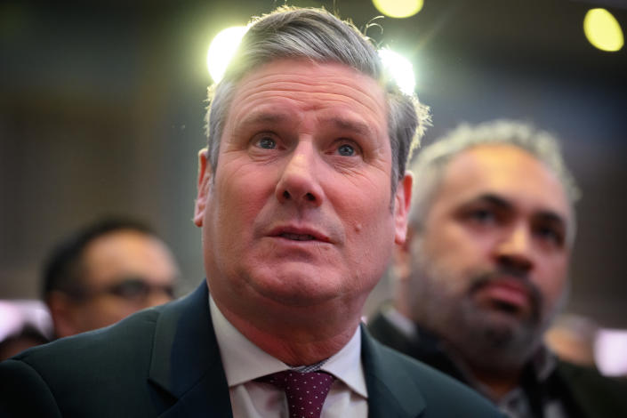 LONDON, ENGLAND - JANUARY 28: Labour Party Leader Keir Starmer prepares to address delegates at the London Labour Party Conference at Leonardo Royal Hotel on January 28, 2023 in London, England. Labour Leader Keir Starmer told London Labour&#39;s annual Conference &#39;never again&#39; as he promised that Labour is tackling antisemitism, is committed to NATO and its partnership with business will never stop. He emphasised the changes made to the party under his leadership. The Labour leader also said he will call on London members to &#39;show not just what the Tories have done to Britain, but the Britain that Labour can build.&#39; (Photo by Leon Neal/Getty Images)