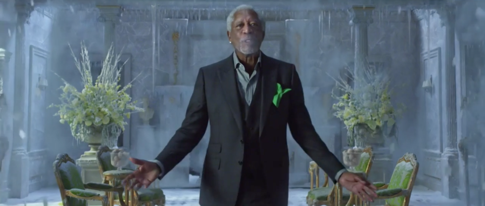 Morgan Freeman, cool as ice for Mountain Dew. (via screenshot)