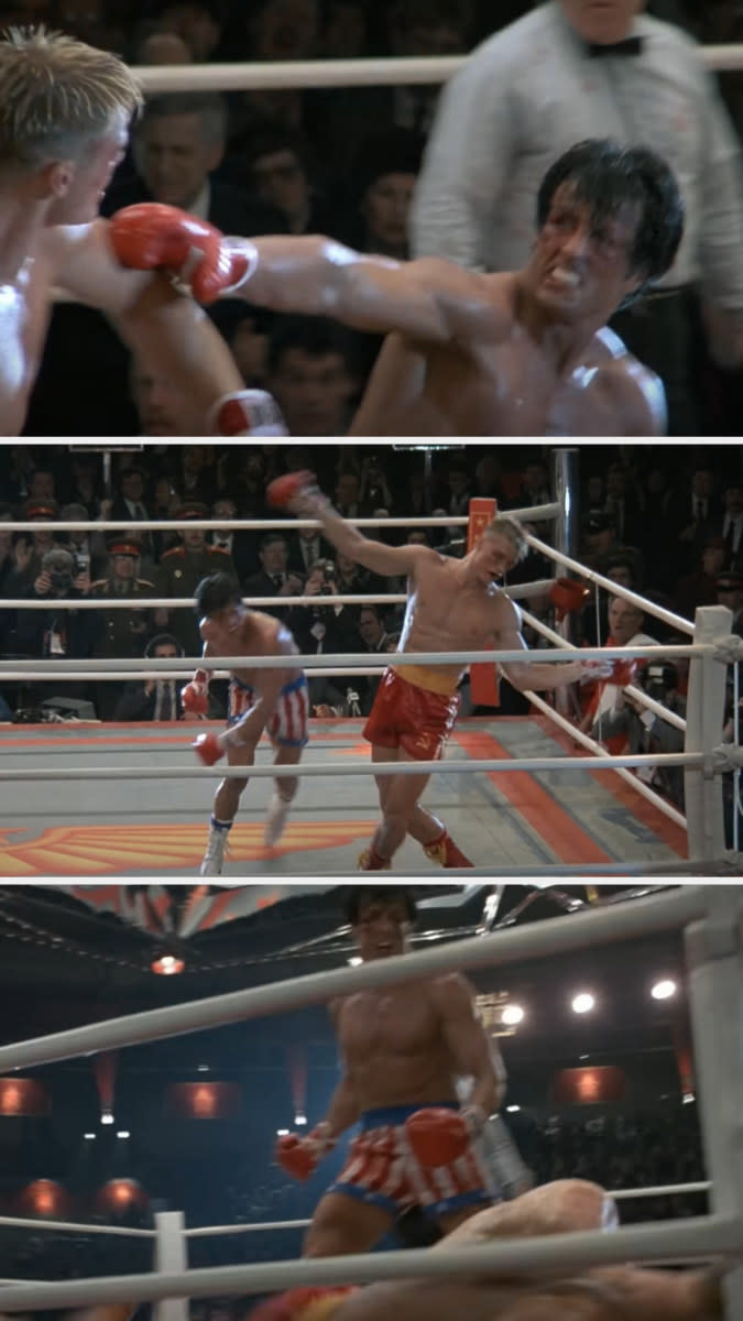 Rocky Balboa knocking out Ivan Drago in "Rocky IV."