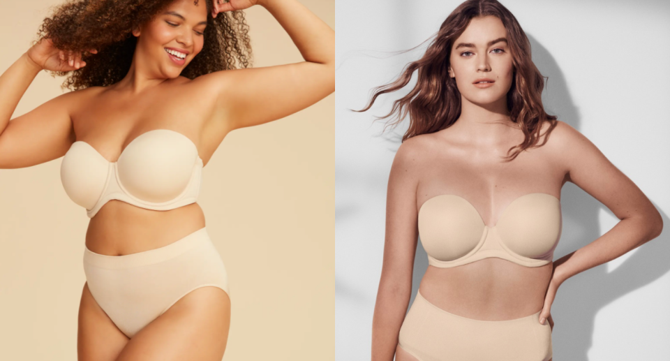 Big boobs? This strapless bra fits up to sizes 44G and has over 1,200 5-star reviews (Photos via Nordstrom & wacoalamerica/Instagram)