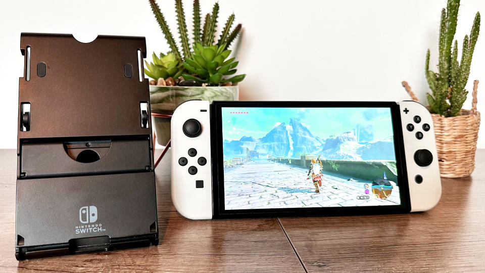 Switch OLED with HORI PlayStand