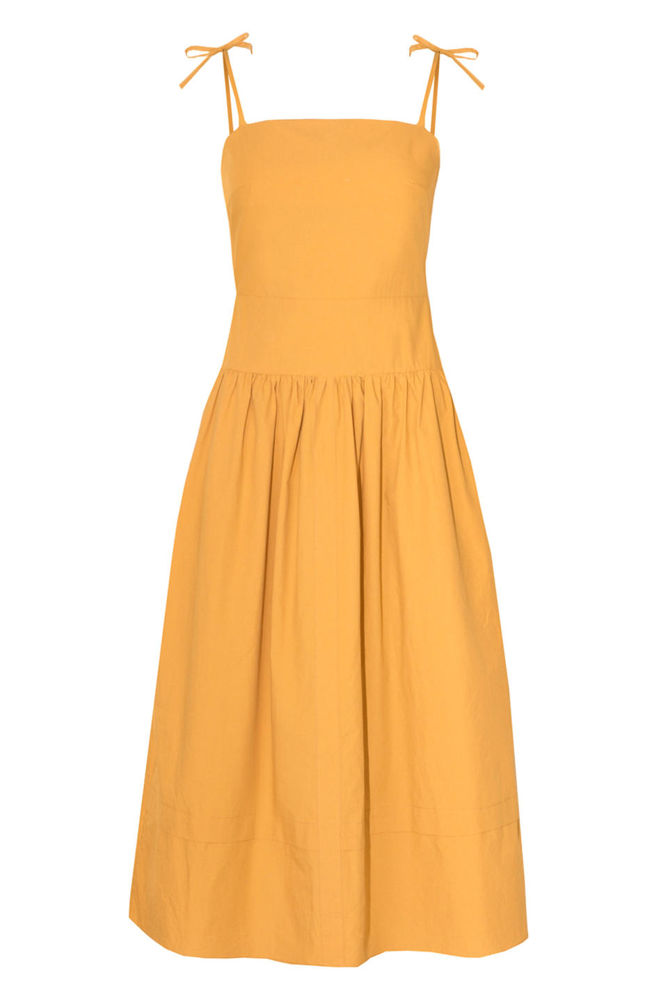 <p>Pixie Market Shoulder Tie Midi Dress, $132; <a rel="nofollow noopener" href="http://www.pixiemarket.com/mustard-yellow-shoulder-tie-midi-dress.html" target="_blank" data-ylk="slk:pixiemarket.com;elm:context_link;itc:0;sec:content-canvas" class="link ">pixiemarket.com</a></p>