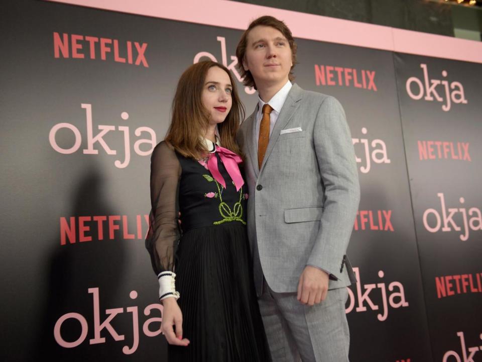 Kazan and her partner Paul Dano who is directing the film 'Wildlife' they have together co-adapted for the screen (Getty Images for Netflix)