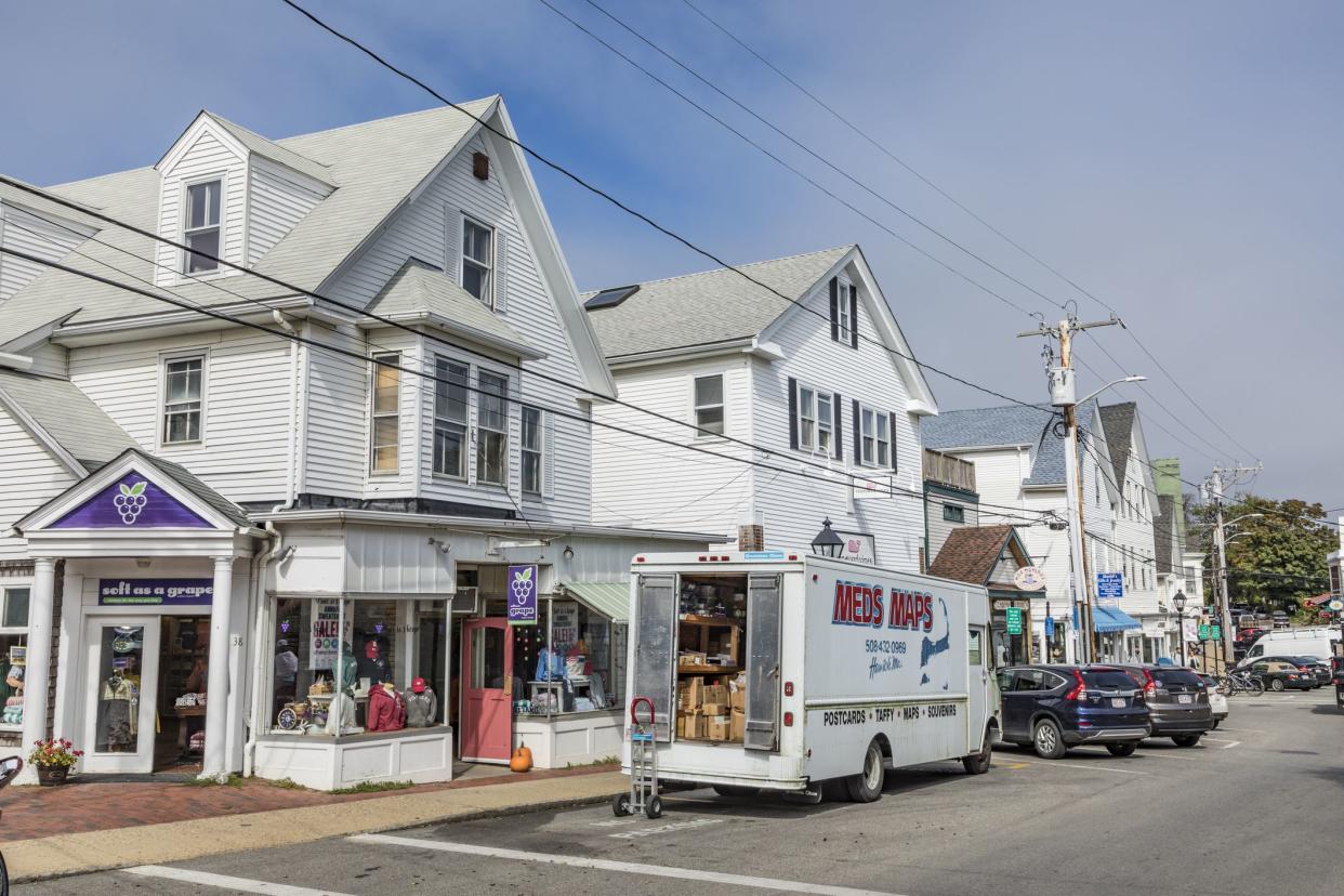 Vineyard Haven, USA - September 25, 2017: old town of vineyard Haven in USA with traditional old wooden houses.