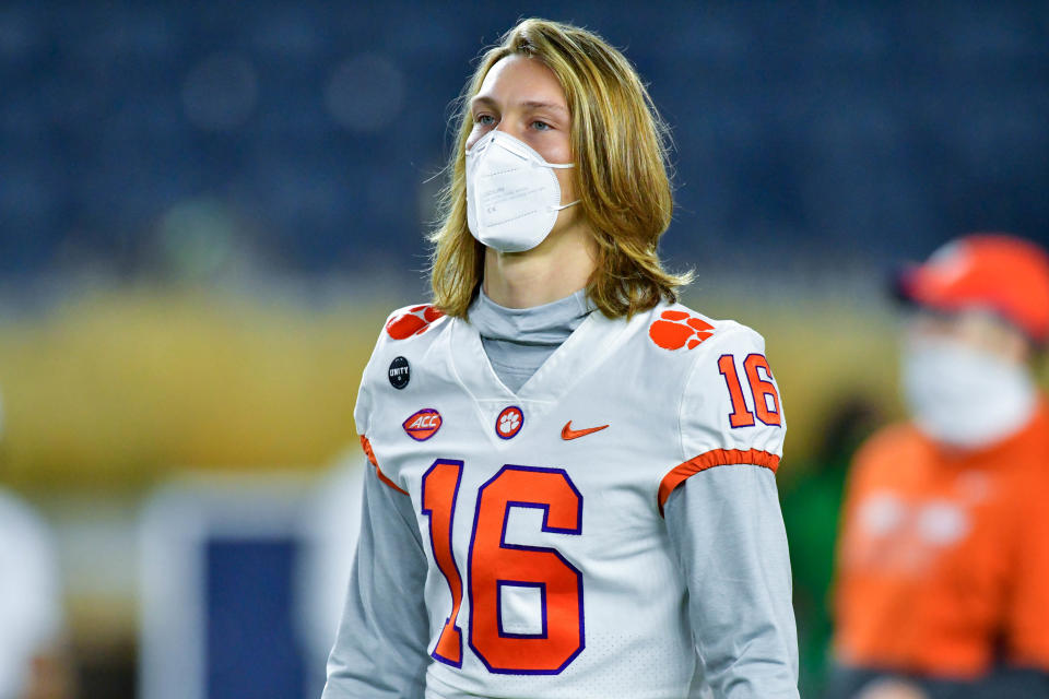 Clemson QB Trevor Lawrence's college career appears to be coming to an end soon. (Photo by Matt Cashore-Pool/Getty Images)