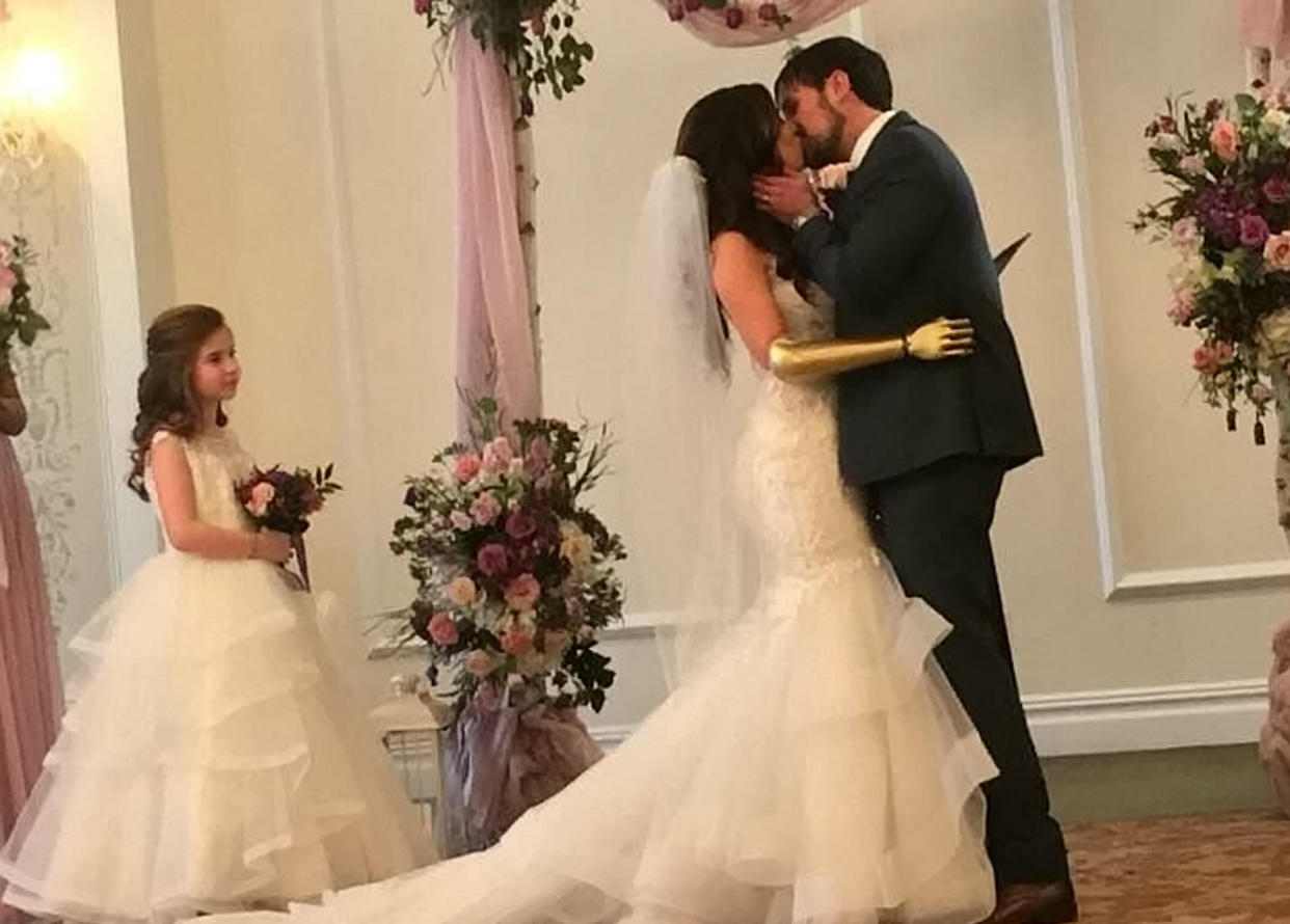 Rebekah Marine and husband Jared Paster on their wedding day. (Photo: Rebekah Marine via Instagram)