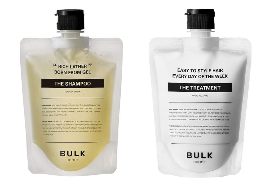 <p>The brand, which is paragon-silicone and synthetic-dye-free, has both skin and hair care items; upgrade your routine with this shampoo and conditioning treatment. </p> <p><strong>Buy It!</strong> Bulk Homme, $32 each; <a href="https://bulkhomme.com/us/" rel="sponsored noopener" target="_blank" data-ylk="slk:us.bulkhomme.com;elm:context_link;itc:0;sec:content-canvas" class="link ">us.bulkhomme.com</a></p>