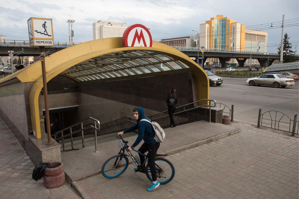 OMSK, RUSSIA - MAY 14, 2018: A view of a pedestrian underpass to Biblioteka Imeni Pushkina station, the only one opened at the Omsk Metro since the construction started in 1992; now the Omsk Region government has decided to suspend the project. Dmitry Feoktistov/TASS (Photo by Dmitry Feoktistov\TASS via Getty Images)