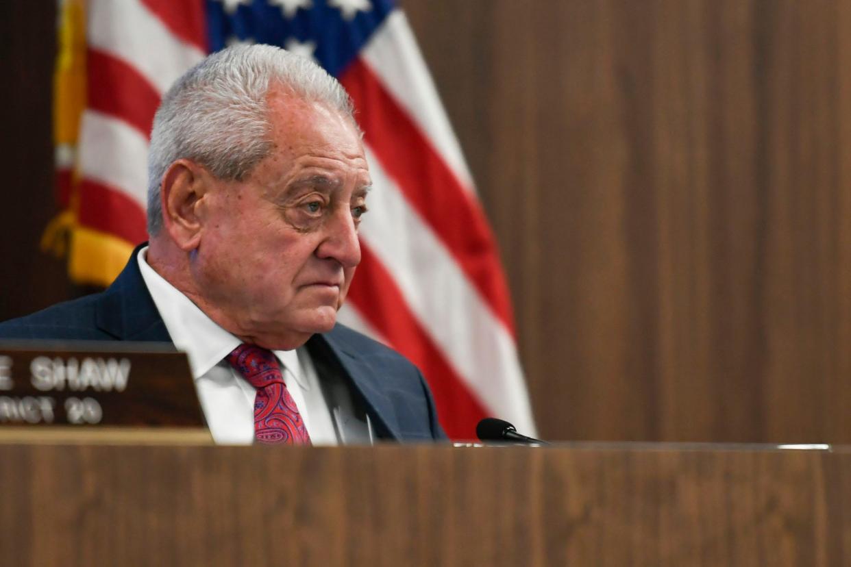 Mike Barnes, Greenville County councilman, listens on during a council meeting at Greenville County Square on Tuesday, March 19, 2024.