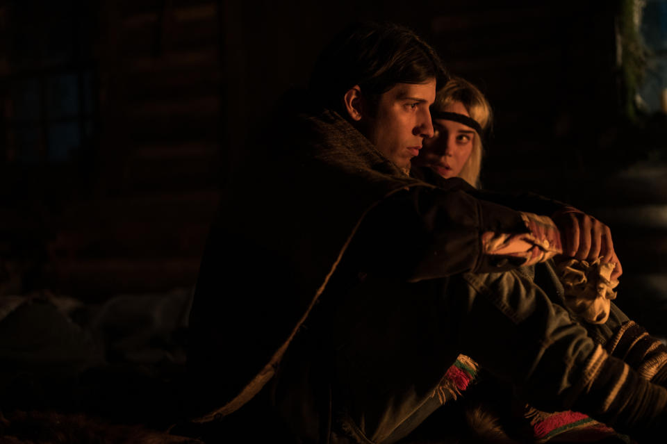 (L-R): Kevin Alves as teen Travis and Sophie Thatcher as teen Natalie in <em>Yellowjackets</em> season 2, episode 1<span class="copyright">Kailey Schwerma—Showtime</span>