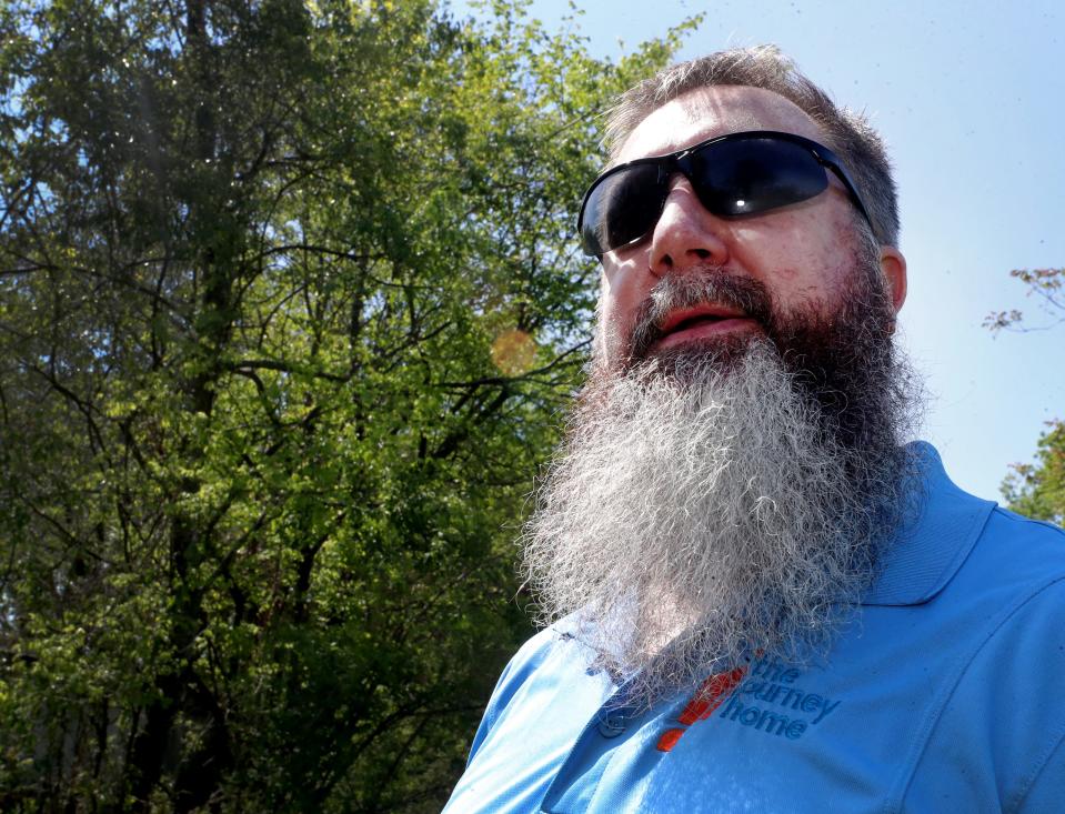 Scott Foster with the Journey Home stands on the site of the new building location off Old Salem Road in Murfreesboro on Wednesday, April 27, 2022.