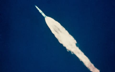 Apollo 9 launching on a Saturn 5 rocket in March 1969 - Credit: Nasa&nbsp;