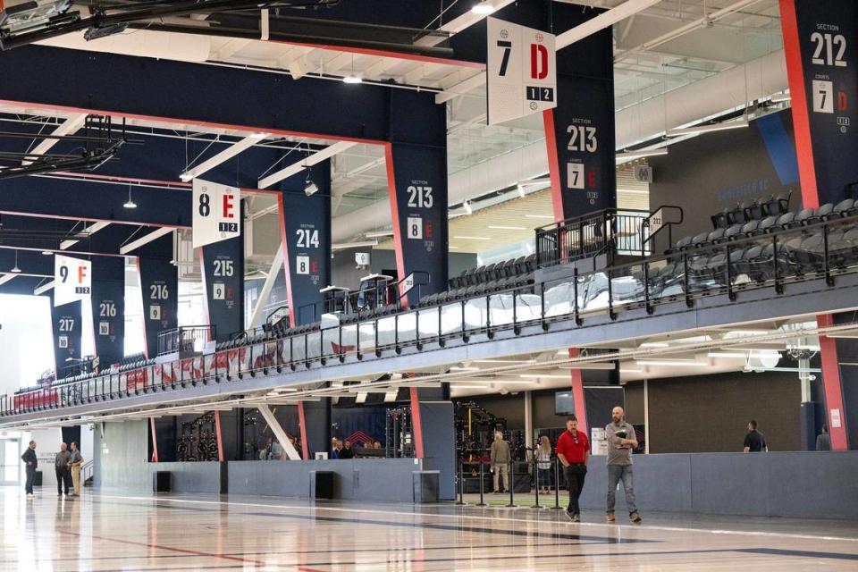 Guests tour Homefield Kansas City, a new $60 million indoor youth sports facility, which held a ribbon cutting ceremony Tuesday, April 23, 2024, at 9250 State Ave., in Kansas City, Kansas.