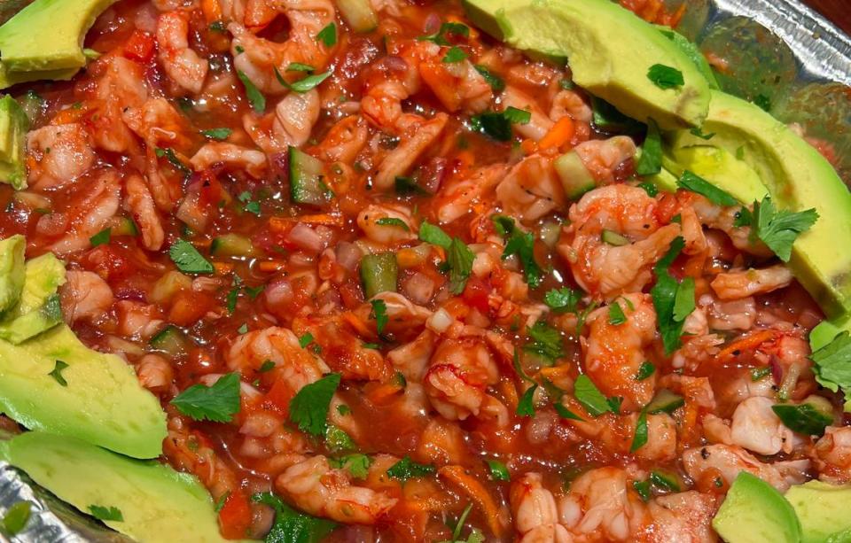 Menu options at Rock Tacos restaurant in Morro Bay include a Tijuana-style ceviche.