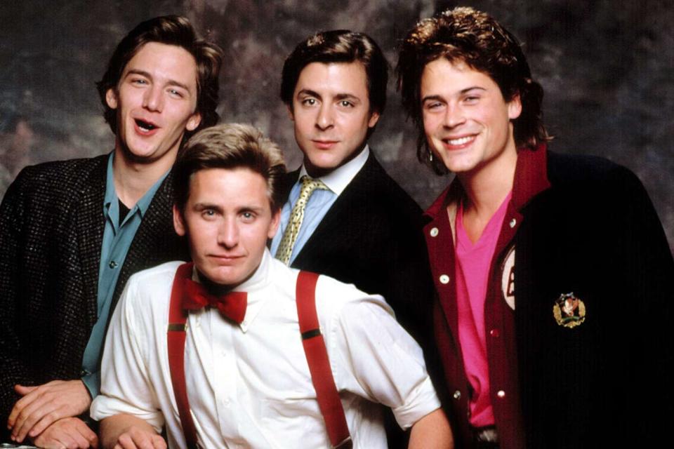 <p>Columbia Pictures/courtesy Everett Collection</p> From left: Andrew McCarthy, Emilio Estevez, Judd Nelson and Rob Lowe pose for a portrait, circa 1985