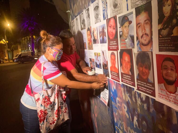 Family members of Mexico's disappeared tried to rename the Glorieta de la Palma roundabout in Mexico City in honor of the missing.