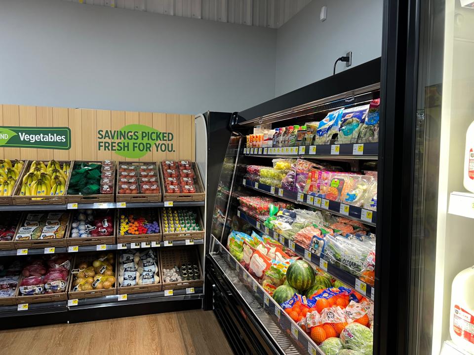 The New Town Dollar General at 2161 Kings Rd. hosted a media walk-through of the renovated store Thursday, Jan. 11, 2024, before it reopened Friday, showing the changes. The store was closed for five months following a racially motivated shooting at the store. The store expanded its fresh food options after receiving feedback from the community.