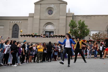 Fans gather at Forest Lawn Cemetery ten years after the death of child star turned King of Pop, Michael Jackson, in Glendale, California