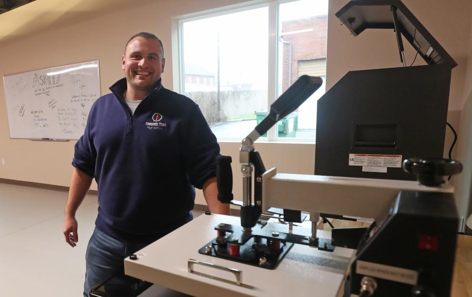 Matt Arshinkoff, director of Towpath Trail High School Barberton campus, talks about the advanced manufacturing room.