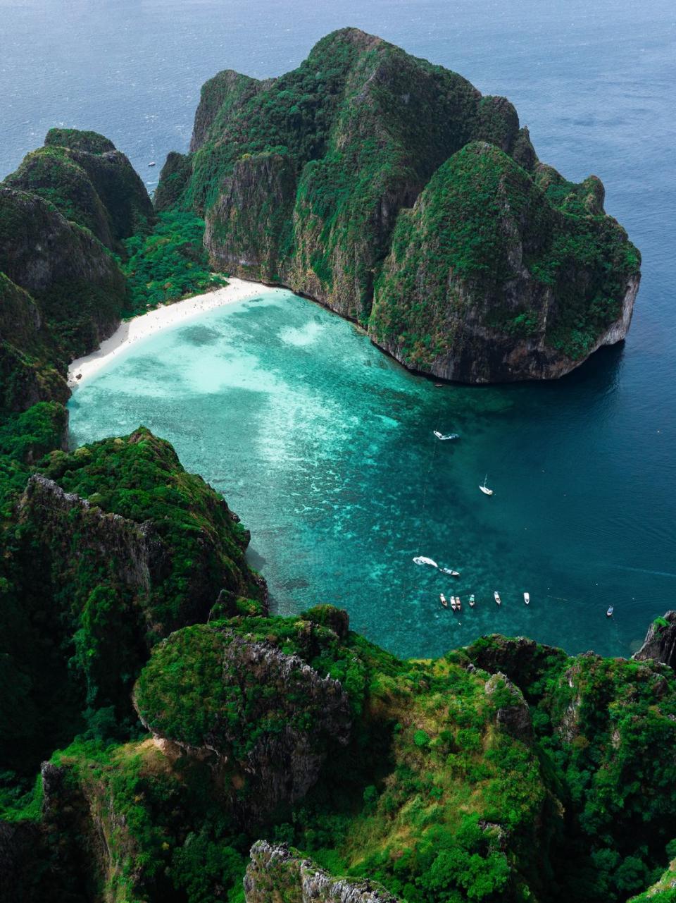 aerial view of maya bay