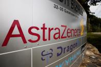 A sign marks an AstraZeneca facility in Waltham