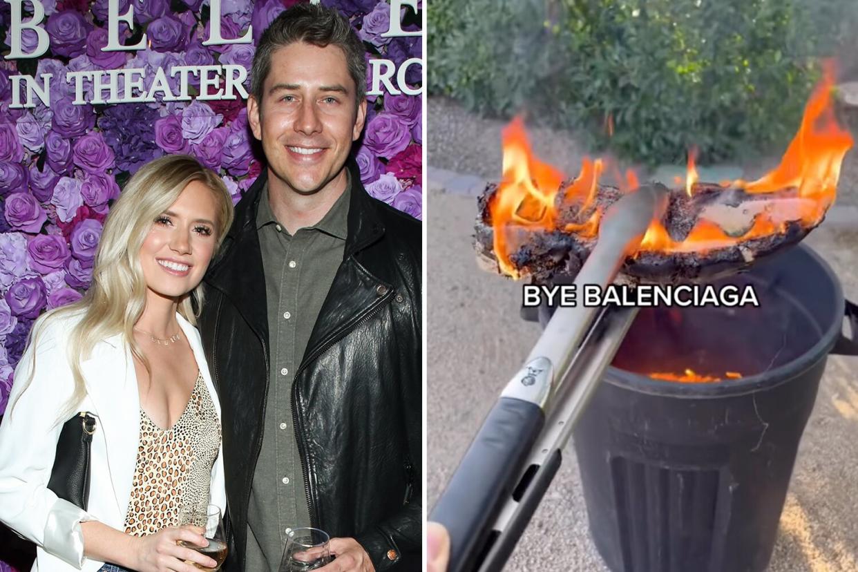 Arie Luyendyk Jr. & Lauren Burnham burning their Balenciaga shoes