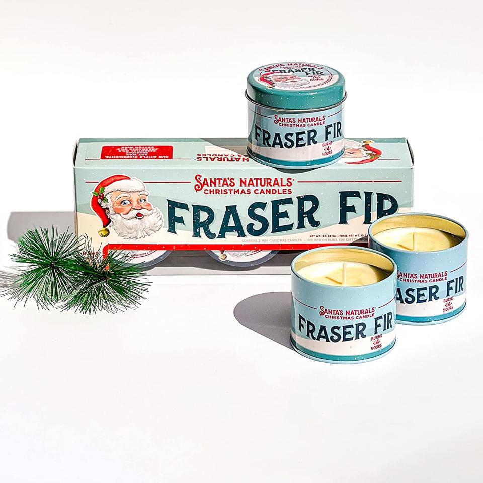 christmas candles santas naturals fraser fir trio