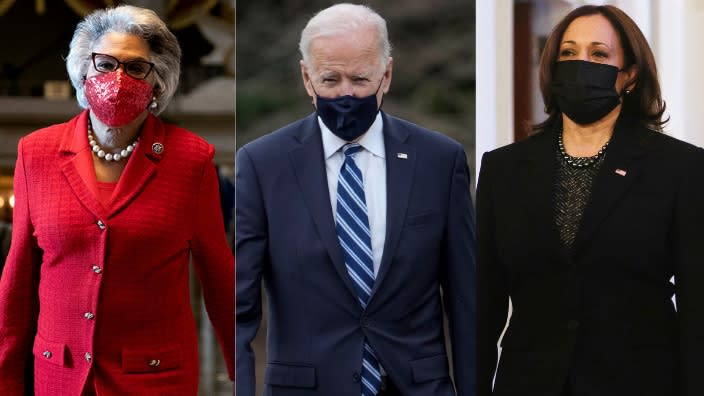 Rep. Joyce Beatty, President Joe Biden and Vice President Kamala Harris