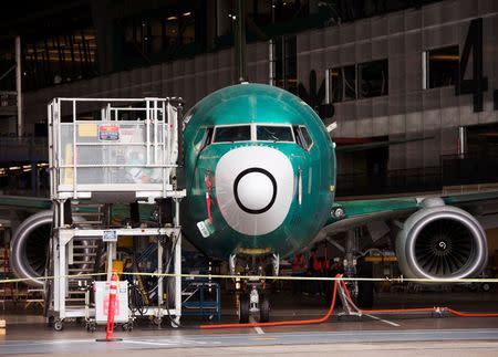 A Boeing 737 aircraft is seen during the manufacturing process at Boeing's 737 airplane factory in Renton, Washington, in this file photo taken May 19, 2015 REUTERS/Saul Loeb/Pool/Files