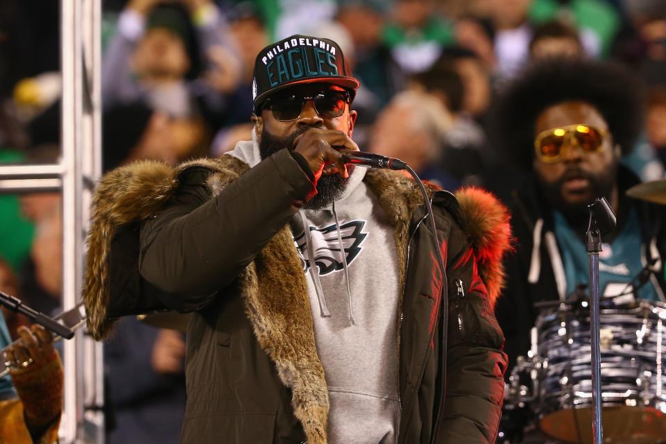 The Roots perform during halftime of the NFC Championship game between the Philadelphia Eagles and the Minnesota Vikings at Lincoln Financial Field on in 2018 in Philadelphia.