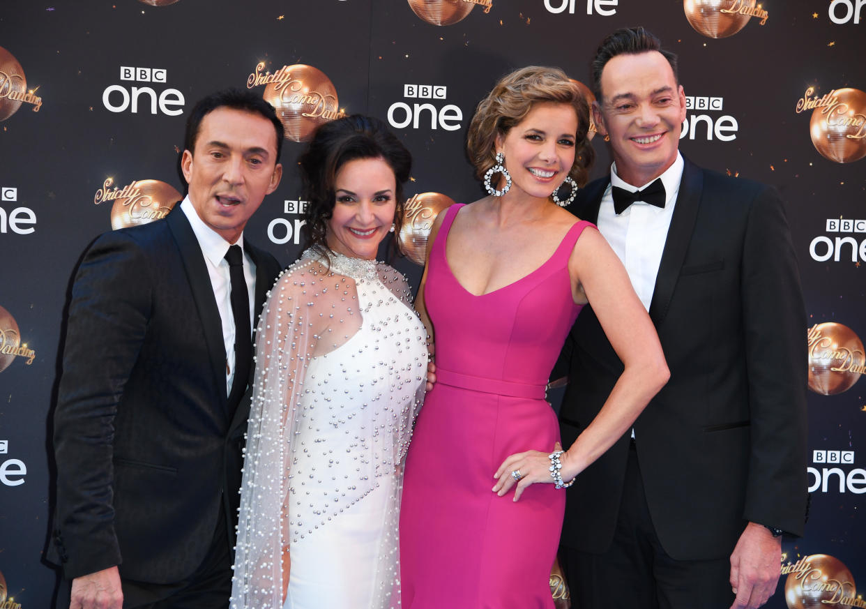 Bruno Tonioli, Shirley Ballas, Darcey Bussell and Craig Revel-Horwood arriving at the red carpet launch of Strictly Come Dancing 2018, BBC Broadcasting House, London. Photo credit should read: Doug Peters/EMPICS