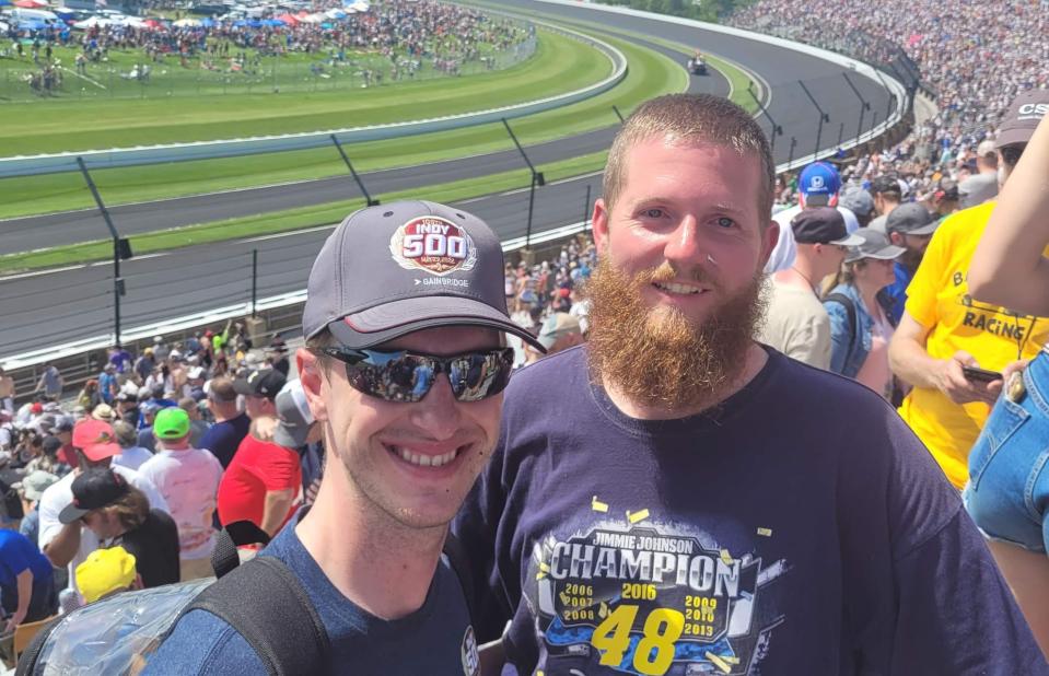 My pal Jason Strickland, right, and I went to our first Indy 500 in May.