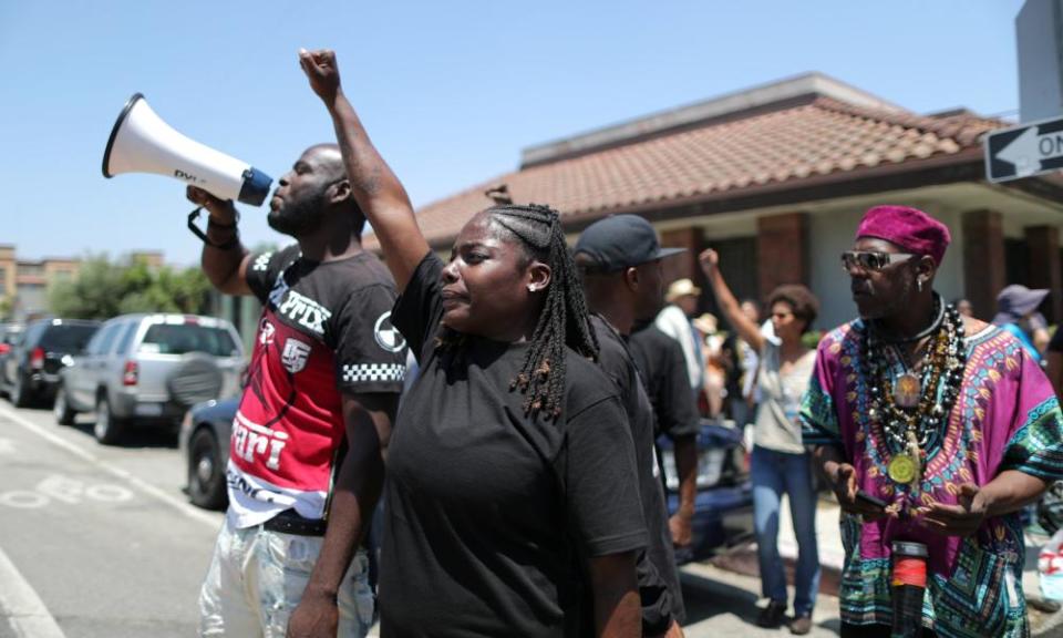 Around 100 people turned up to show support for the Democrat, who has become a focus of Trump’s criticism.