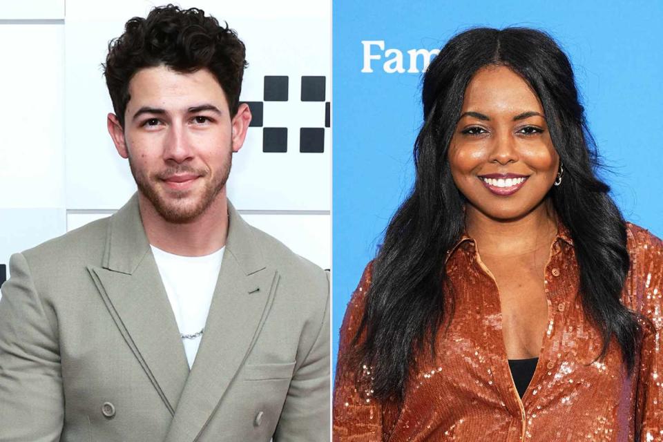 <p>Dimitrios Kambouris/Getty; John Nacion/Getty</p> Nick Jonas and Adrienne Warren