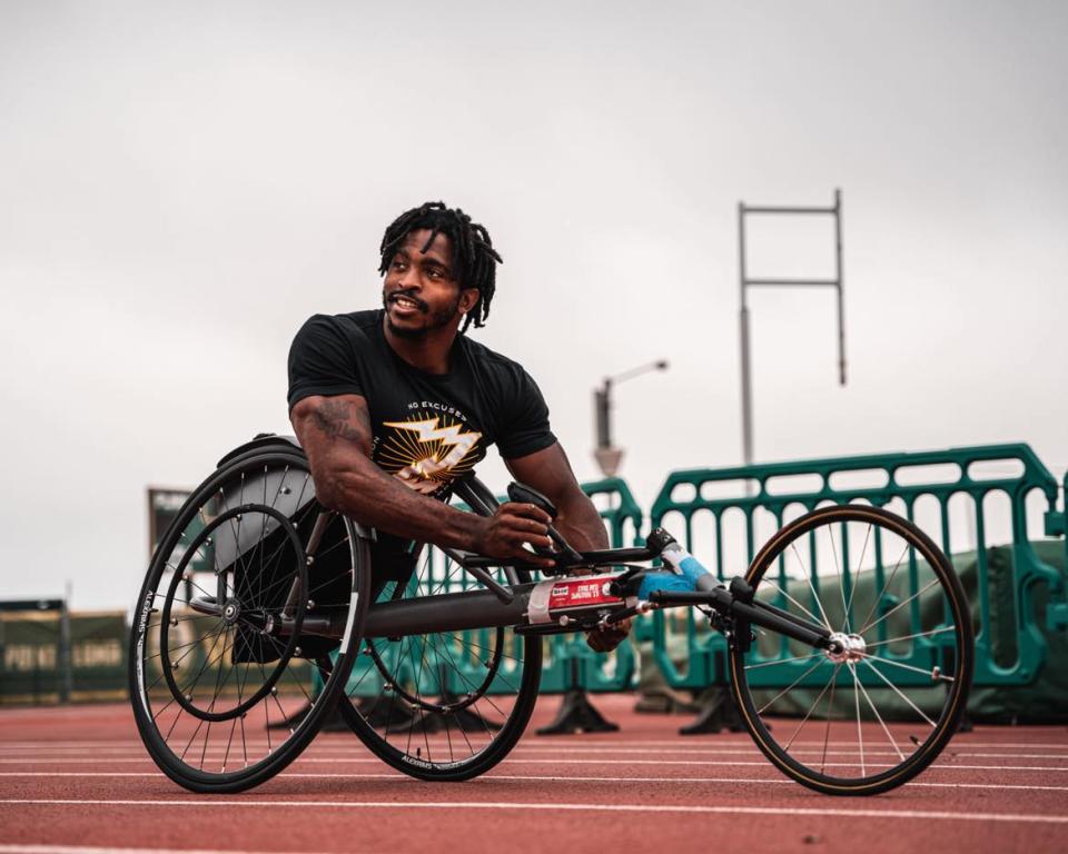 Zion Clark, formerly of Massillon, is shown working out on a bicycle. Clark expects to appear a second time on "America's Got Talent" in September. Born without legs, Clark is a mixed martial arts fighter and former college wrestler.