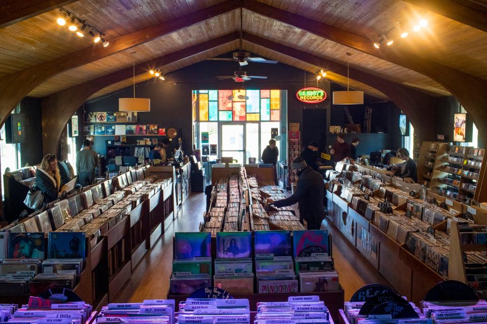 Grimey's New & Preloved Music, in a former church, has in addition to music a curated selection of music books and fiction titles.