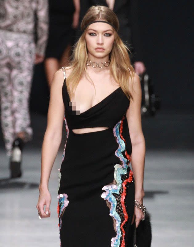 Gigi Hadid suffers nip slip on Milan runway, says it was 'unfortunate, lol'  – New York Daily News