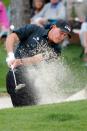 May 6, 2016; Charlotte, NC, USA; Phil Mickelson (USA) hits out of the bunker on 8 during the second round of the 2016 Wells Fargo Championship at Quail Hollow Club. Mandatory Credit: Jim Dedmon-USA TODAY Sports