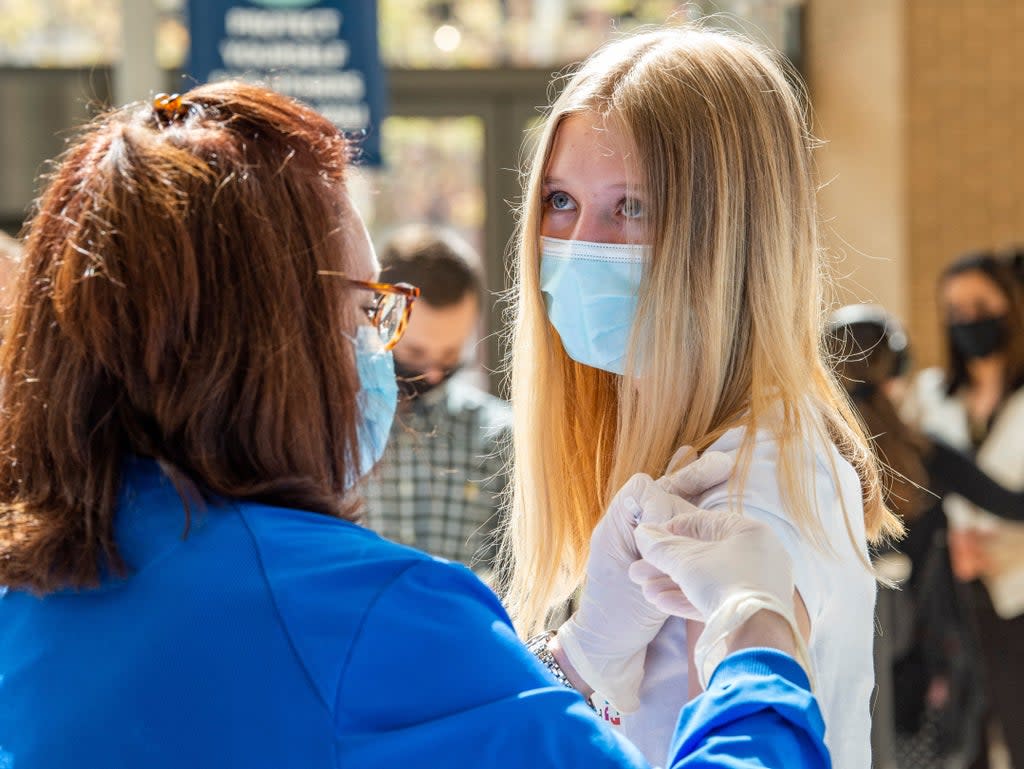 Hundreds of schools across the country are offering the vaccine to pupils this week (AFP via Getty Images)