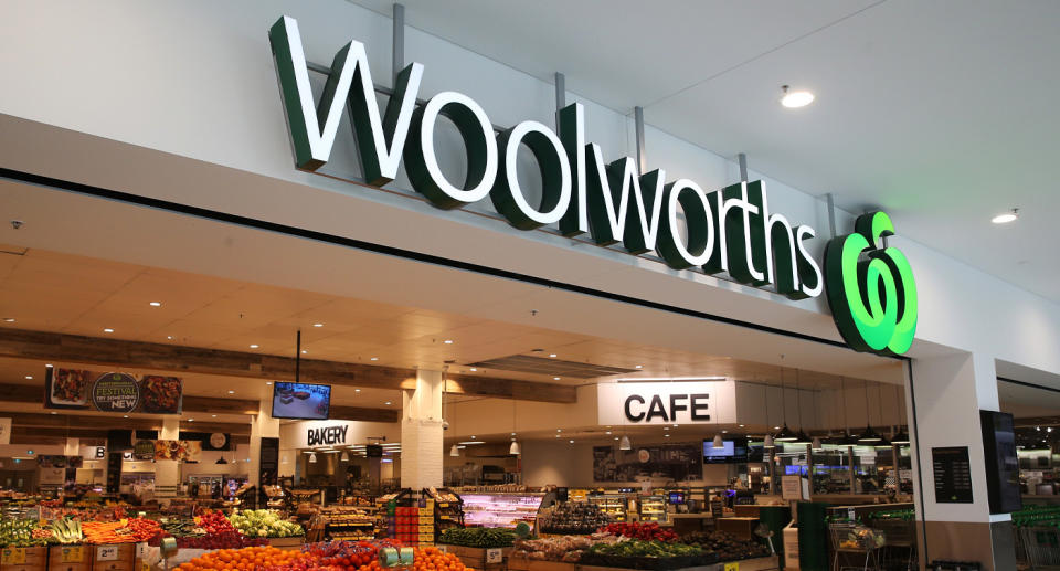 Image from the front of a Woolworths store.