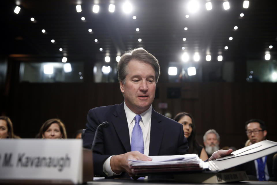 Brett Kavanaugh, President Trump’s Supreme Court nominee, before the Senate Judiciary Committee Thursday. (Photo: AP/Alex Brandon)