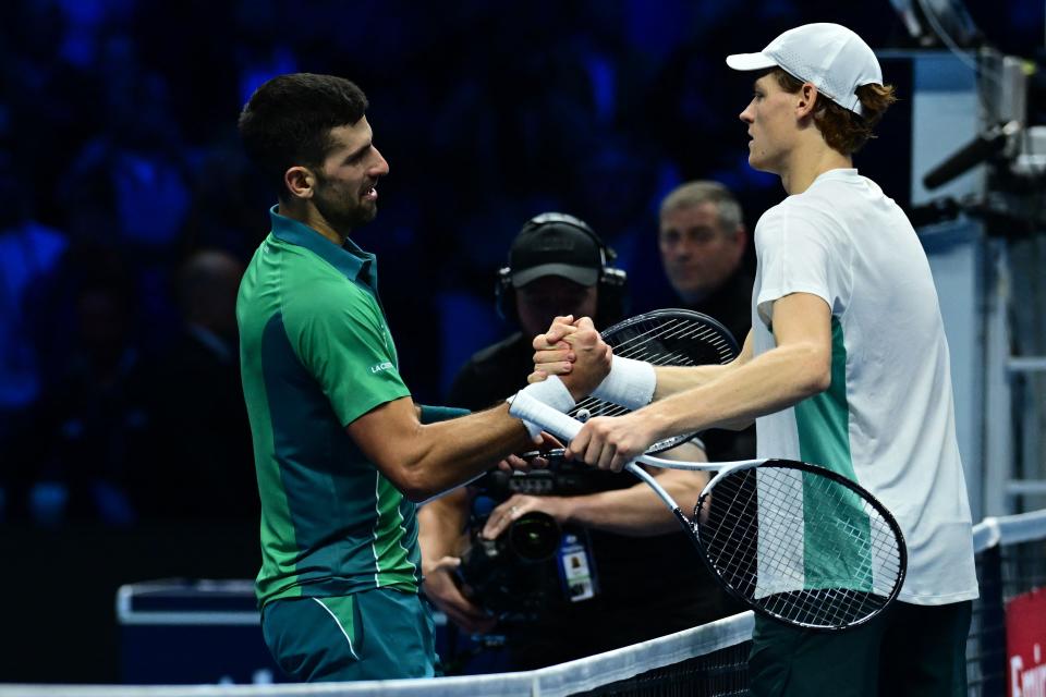 Jannik Sinner defeated Novak Djokovic in the round robin stage but must now face him in the ATP Final (AFP via Getty Images)