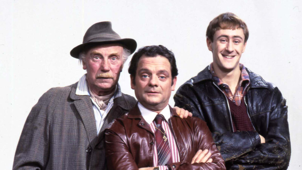 Lennard Pearce, David Jason and Nicholas Lyndhurst in 'Only Fools and Horses'. (Photo by Photoshot/Getty Images)
