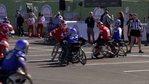 PHOTO: The Wheelchair Football League's Kansas City Chiefs and Los Angeles Rams compete in their championship game. (ABC News)