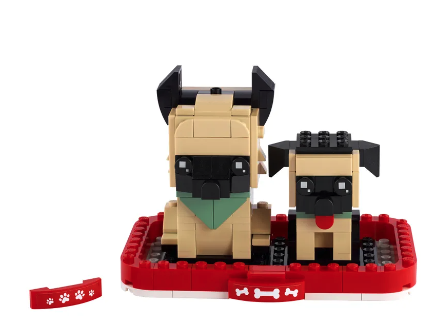 Lego Brickheads German Shepherd dog and puppy figurine set