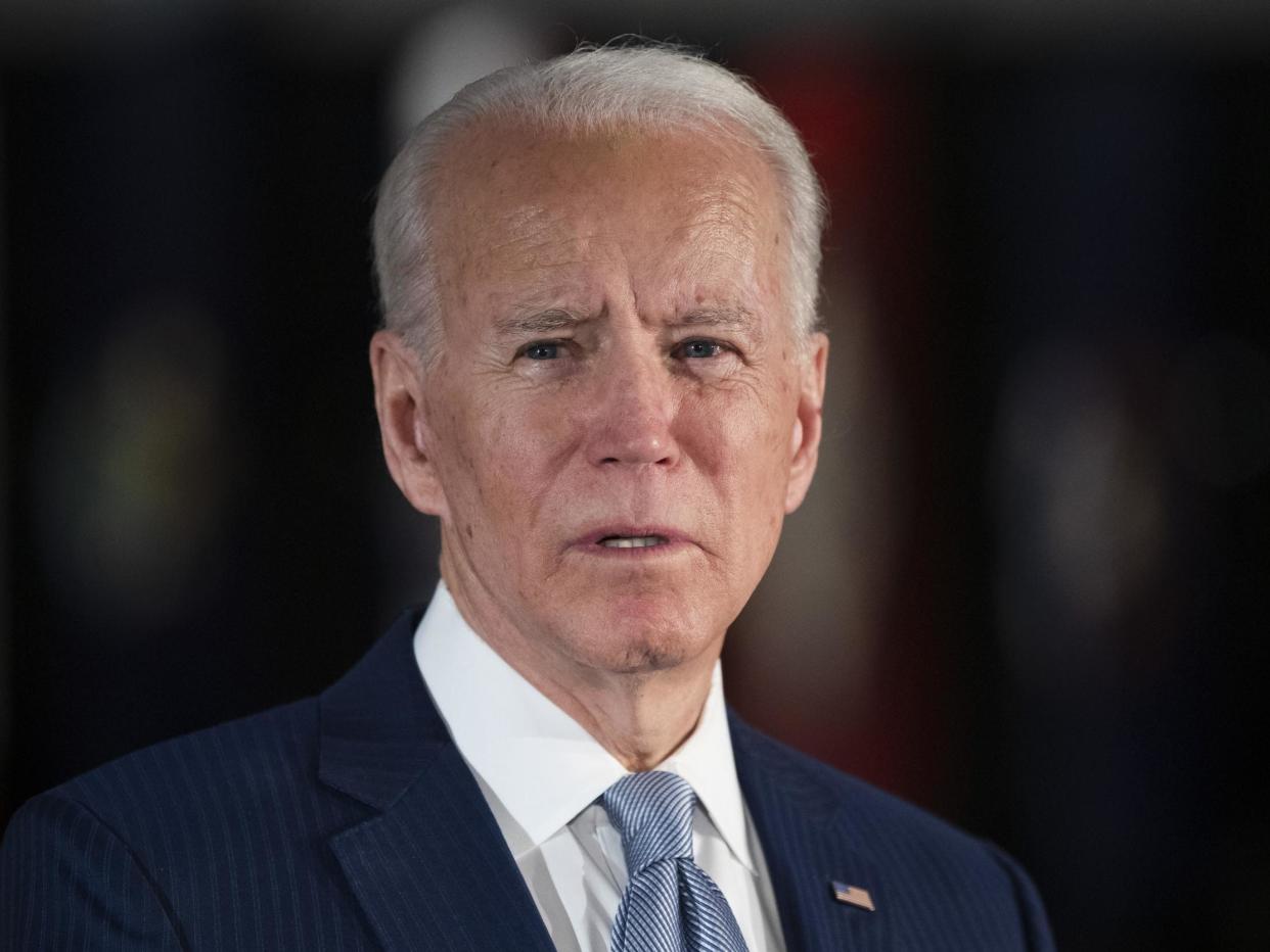 Mr Biden speaking in March: (2020 The Associated Press)